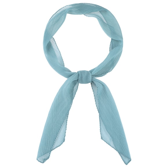 BUFANDAS LARGAS DE GASA PLEATADA PARA MUJERES INSPIRE CHIC, COLOR SÓLIDO SEMI TRANSLÚCIDO, ELÁSTICA, 57.1x3.9" Azul Lago