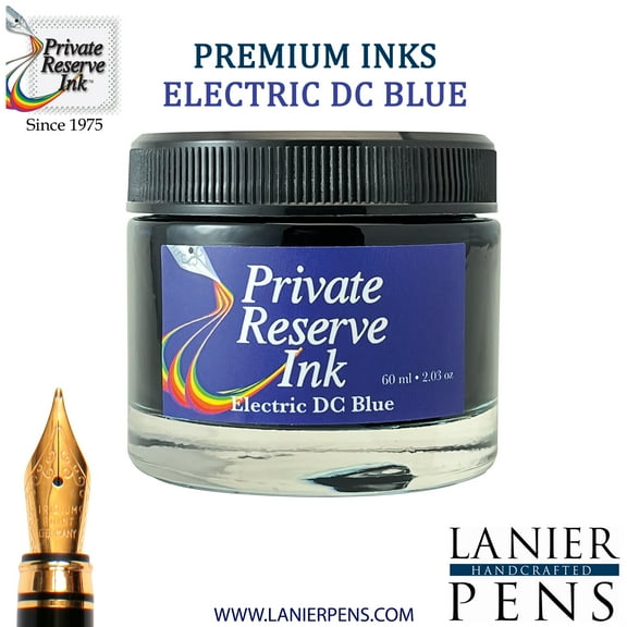 Private Reserve Ink, 60ml Fountain Pen Ink Bottle - Electric DC Blue (PR17017)