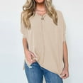 thumbnail image 2 of Women's Color Button Shirt, Short Sleeve Tunic Blouse with Pocket, Casual Work Shirt with Collared Neck, Relaxed Fit Button-Down Top for Fall, Comfortable and Stylish Short Sleeve Blouse, 2 of 6