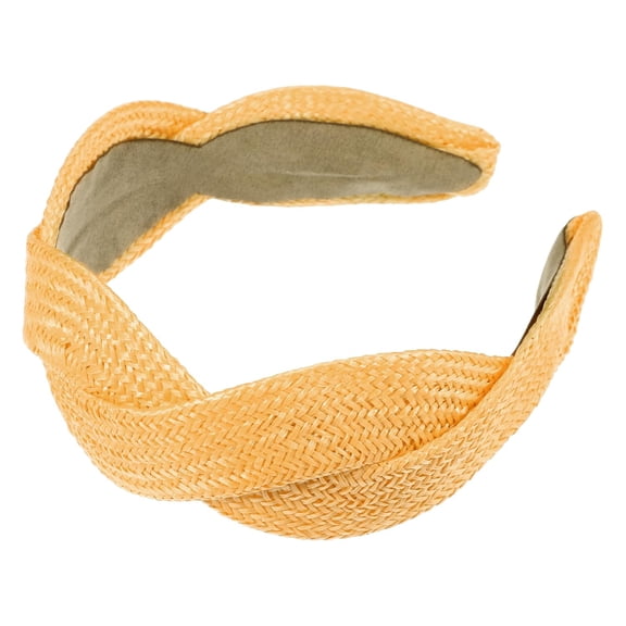 CoCoMangos Fashion Straw Wide-side Headband for Women for Girls 6.30"x2.17" Yellow 1 Pc