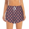 thumbnail image 4 of Lsque Red Blue Checked Printed Women's Running Shorts with Liner Pockets,Elastic Quick Dry Workout Athletic Gym Yoga Shorts,Womens High Waist Shorts-XX-Large, 4 of 9