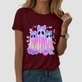 thumbnail image 2 of Jkety Halloween Boo Shirts for Women Funny Halloween Shirts Fall Thanksgiving Gift Tshirts Tops Women Tshirt(Wine,M), 2 of 5