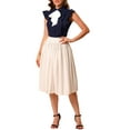 thumbnail image 2 of MODA NOVA Juniors Ruffled Bow Tie Peter Pan Collar Button Down Chiffon Shirt, 2 of 6