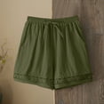 thumbnail image 6 of VBVC Women's Lace Cotton-Linen Shorts,Drawstring Hollowed Out Summer Bottoms For Women,Ladies Lightweight Beach Lounge Shorts with Pockets,Green,S-2XL, 6 of 7