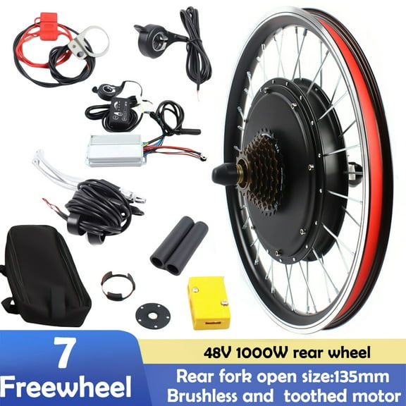 20" E-Bike Rear Wheel 48V 1000W Electric Bicycle Hub Motor Conversion Kit w/ LED