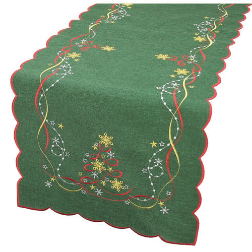 Xia Home Fashions 4-Pack Festive Poinsettia Embroidered Cutwork Round Holiday Doily 8-Inch 
