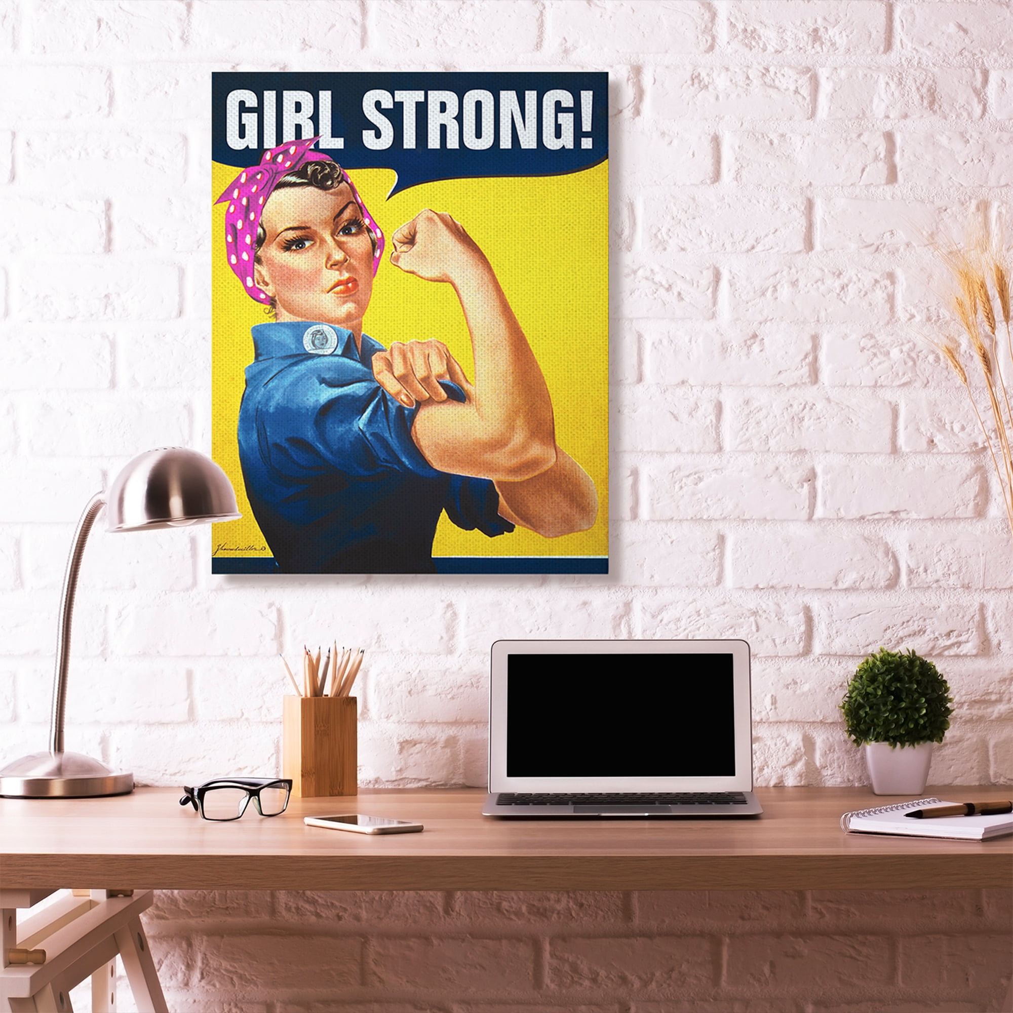 Stupell Home Décor Girl Strong Vintage Woman Poster Design Canvas Wall Art by Retrorocket