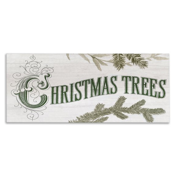 Stupell Industries Farmhouse Christmas Trees Ornate Letters Canvas Art, 30 x 13, by Lil' Rue