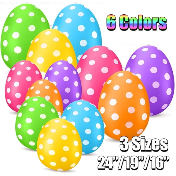 Inflatable Easter Eggs Decorations 24"/19"/16",Large Colorfull Easter Egg Outdoor Ornaments Plastic Blow up Eggs Hanging Decor Toddlers Toys for Holiday Party Yard Garden Home Indoor Blue 16"