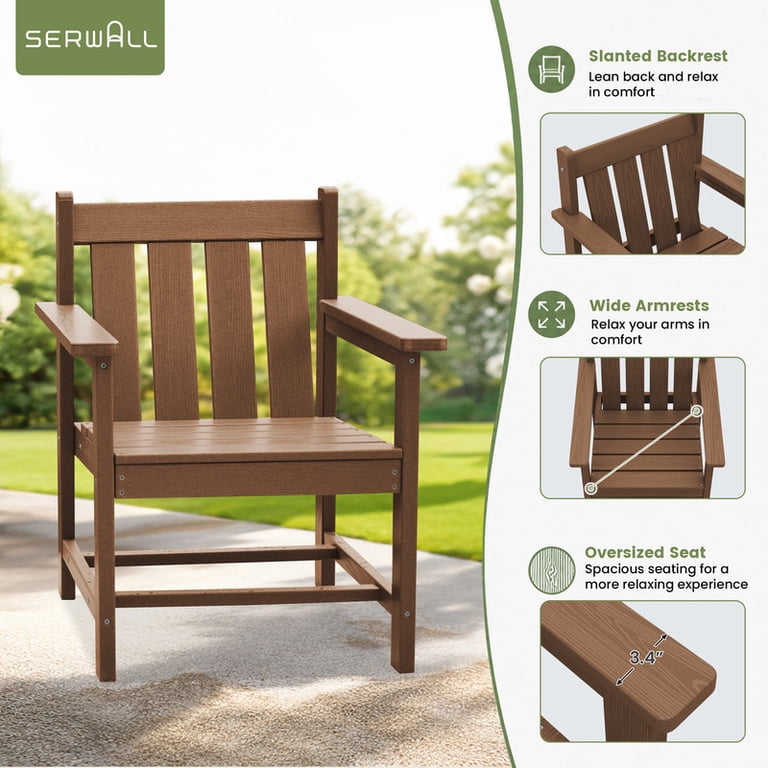 SERWALL 3-Piece HDPE Bistro Set with Armchairs, Brown photo 4
