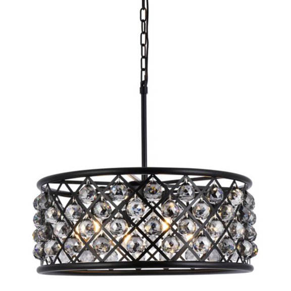 1214 Madison Collection Pendant Lamp D:25in H:10.5in Lt:6 Mocha Brown Finish Royal Cut Silver Shade (Grey)