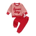 thumbnail image 2 of BemeyourBBs Toddler Baby Boy Girl Valentine Day Outfits Little Love Letter Embroidery Long Sleeve Pullover Sweatshirt Tops + Pants Set, 2 of 10