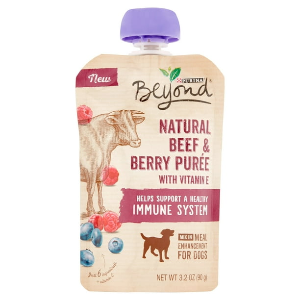 Purina Beyond Natural Beef Berry Puree With Vitamin E Mix In Meal Enhancement For Dogs 3 2 Oz Pouch Walmart Com Walmart Com