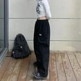 thumbnail image 6 of Baqcunre Womens Cargo Pants Women Streetwear Wide Leg High Waist Straight Vintage Baggy Trousers Overalls Cargo Pants With Pockets Womens Sweatpants Women'S Pants Black L, 6 of 7