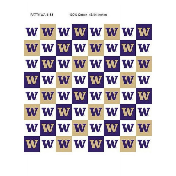 University of Washington Cotton Fabric with Collegiate Check Pattern-Sold by the Yard