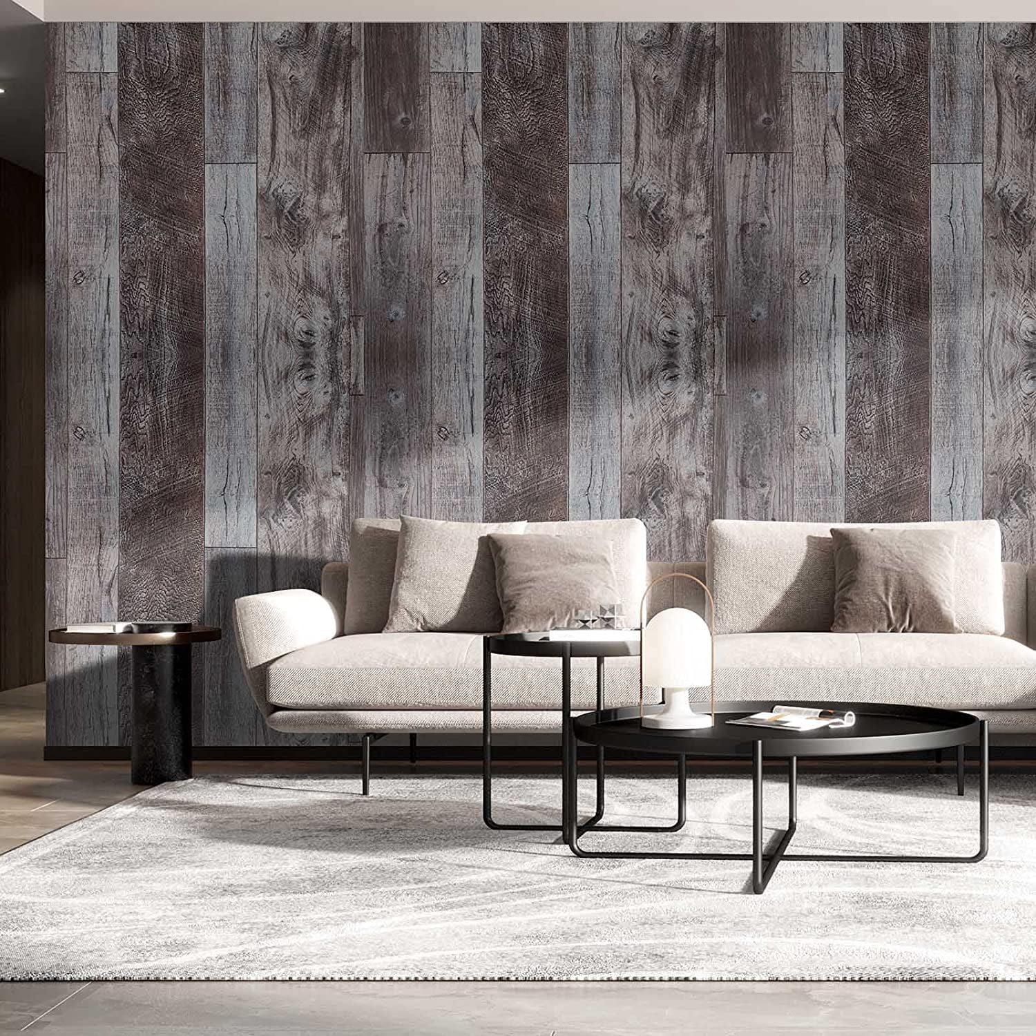 Abyssaly 17.7" x 236" Peel and Stick Wallpaper Grey Wood Plank Wallpaper Self Adhesive Wallpaper Waterproof Removable Vinyl Film for Decorative