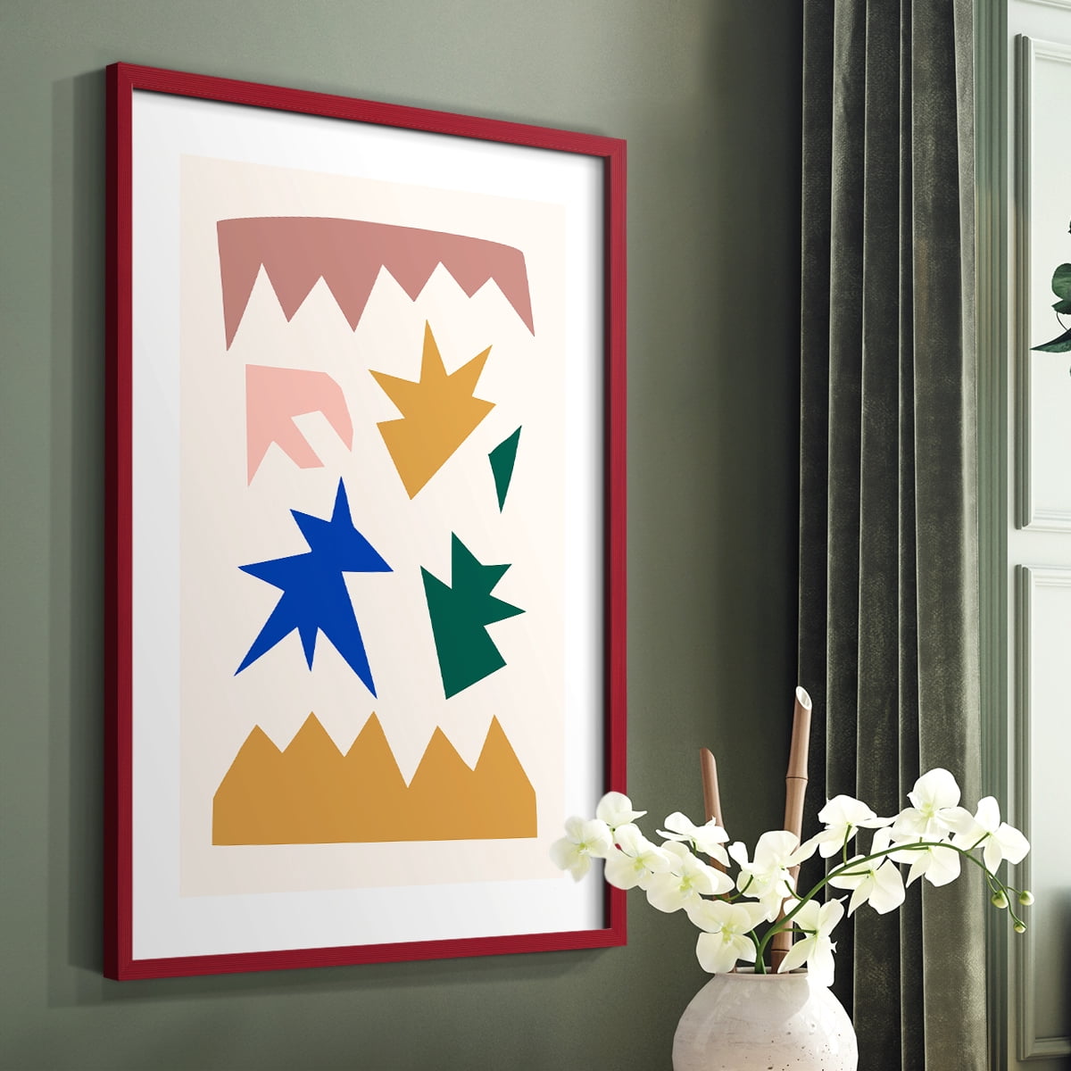 Matisse CDLXVIII in Red Solid Wood Framed Print No Nail Hanging