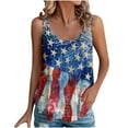 thumbnail image 2 of SOOMLON Plus Size Fourth of July Cute Summer Tops for Women Tank Tops Eyelet Spaghetti Strap Distressed Usa Flag Shirts Crew Neck 4th of July Tops Sleeveless T-Shirt Juniors Tee Blouse Outfits, 2 of 6