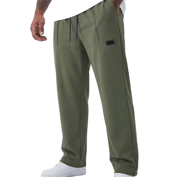 Mens Athletic Pants Breathable Slim Fit Drawstring Waist Stretch Casual Trousers Straight Leg Active Jogger Pants Army Green L