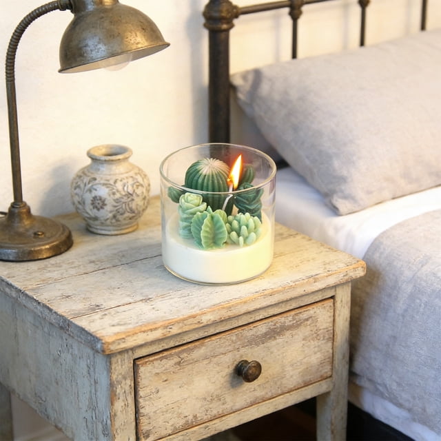 weibbin Imitation Succulents Aromatherapy Candle Home Romantic Gift Incense Cute Decoration Gift