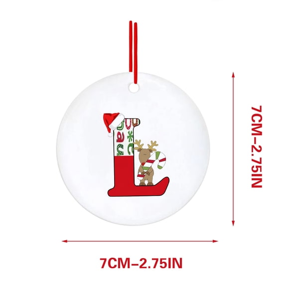 Decoraciones Del Árbol de Navidad con 26 Letras Del Alfabeto, Rojo Acrílico Fawn Colgante Ornamentos para el Hogar, Decoración Personalizada Del Árbol de Navidad para la Temporada de Vacaciones