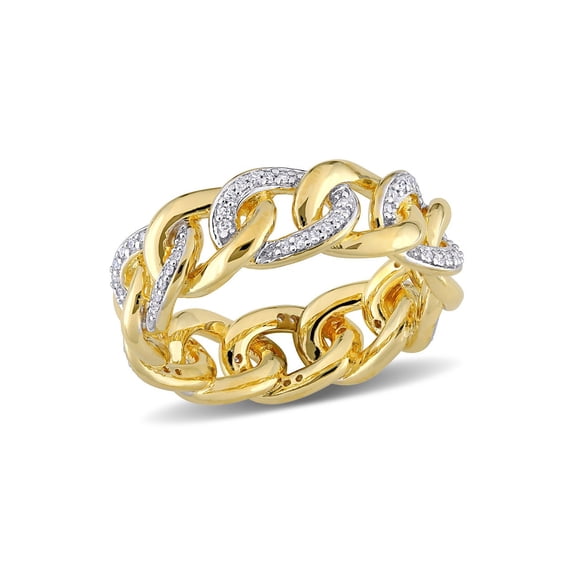 Gem & Harmony 1/4 Carat (Ctw) Diamond Link Ring Yellow Plated Sterling Silver for Women