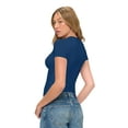 thumbnail image 2 of Natural Uniforms Womens Buttery Soft, Super Stretch Y2K Long Sleeve Baby Tee Crop Top (True Navy Blue, XX-Large), 2 of 6