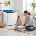 thumbnail image 2 of Costway 18 lbs Mini Laundry Machine with 11 LBS Washer&7 LBS Spinner Combo, Twin Tub Washer Blue & White, 2 of 10