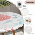 thumbnail image 3 of Teal Red Coastal Nautical Round Tablecloth for 45-54 Inch Tables,Fitted Table Cover with Elastic Edge,Beach Sea Turtle Ocean Coral Starfish Waterproof Outdoor Table Cloth Protector for Patio Dinner, 3 of 9