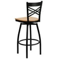 thumbnail image 4 of Flash Furniture HERCULES Series Black ''X'' Back Swivel Metal Barstool - Natural Wood Seat, 4 of 7