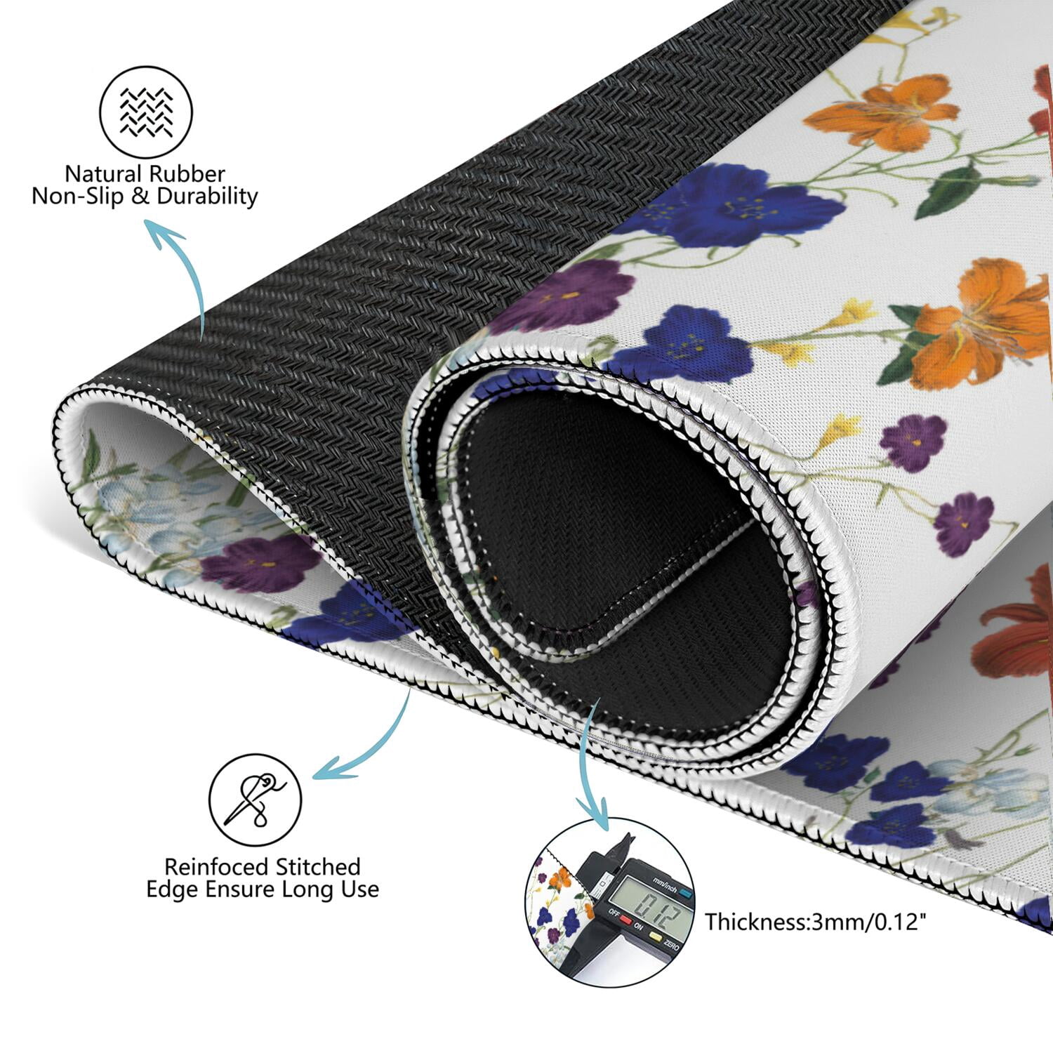 Classic Floral Style Mahjong Mat 31.5 Inch Square Rubber Table Pad Anti-Slip Feature Reduces Tile Noise for Family Game Night and Card Games