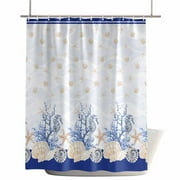 Shower Curtains for Bathroom-36"x72",Blue Ocean Underwater World Waterproof Bath Curtain Grommet Shower Curtain Set with Hooks,Sea Coastal Shell Starfish Coral Washable Bath Accessories