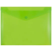 JAM Paper Plastic Envelopes with Snap Closure, Letter Booklet, 9 3/4 x 13, Lime Green, 3/Pack