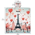 thumbnail image 2 of Valentine's Day Outdoor Canvas Picnic Blanket Waterproof and Foldable Mat with Carry Strap - Large Size for Family and Friends - Durable and Easy to Clean - Blue and White Stripes Design, 2 of 6
