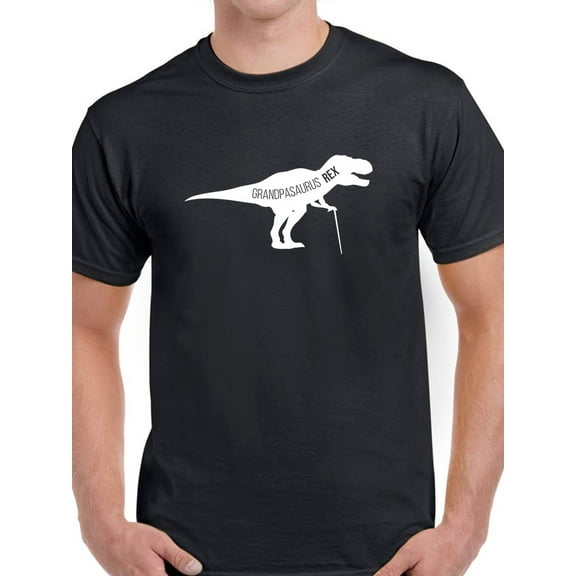 Grandpasaurus Rex Men Black T-Shirt, Male Medium