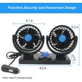 thumbnail image 5 of Ventilador de refrigeración para coche eléctrico de 12 V, ventilador de circulación de aire con doble cabezal giratorio de 360 ​​°, rotación Manual, 2 velocidades. (Enchufes de encendedor de cigarrill, 5 of 5