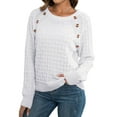 thumbnail image 2 of Women’S Casual Knitted Pullover Sweaters Long Sleeve Crew Neck Jumper Tops White L, 2 of 9