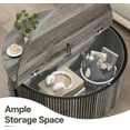 thumbnail image 5 of Round Coffee Table with Storage, Mid Century Modern Coffee Table, Fluted Dining Table with Sliding Door, Circle Coffee Table for Living Room Home Office, 31.5", Gray, 5 of 7