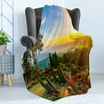 thumbnail image 4 of Garden Soft Flannel Fleece Blanket, Fresh Forest with Colorful Flowers on Hill with Sunrise in Morning Idyllic Scenery, Cozy Plush for Indoor and Outdoor Use, 50" x 70", Multicolor, by Ambesonne, 4 of 5