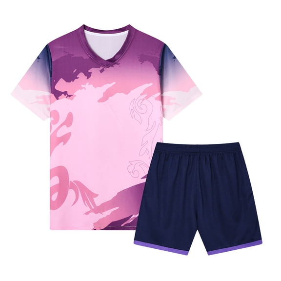 KEXE Boys Shorts Size 10-12 Tween Boys Clothes Summer T-Shirt And Shorts Set 2 Pieces Teen Trendy Outfits(9-10 Years,Dark Purple)