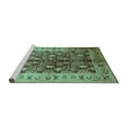 thumbnail image 2 of Ahgly Company Machine Washable Indoor Square Oriental Turquoise Blue Industrial Area Rugs, 4' Square, 2 of 4