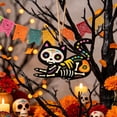 thumbnail image 3 of Anxinwu Day of the Dead Wooden Skeleton Cat Hanging Pendant - Colorful Carved Dia de los Muertos Ornament for Garden, Patio, Party, Outdoor Decor, 3 of 8