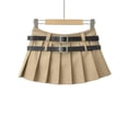 thumbnail image 5 of New Retro Work Skirt Women's Pleated Skirt Belt Skirt-Khaki-XS, 5 of 5