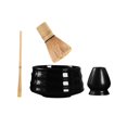 thumbnail image 2 of Set de utensilios para preparar té Matcha, batidor de bambú y soporte de cerámica negro brillante, 2 of 9