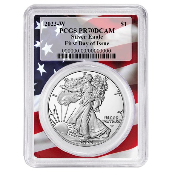2023-W Proof $1 American Silver Eagle PCGS PR70DCAM FDOI Flag Frame