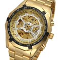 thumbnail image 6 of VIGOROSO Men's Automatic Mechanical Wristwatch Skeleton Gold Stainless Steel Watch, 6 of 14