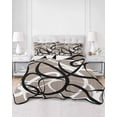 thumbnail image 3 of Brown Geometric Twin XL Size Down Alternative Comforter,Lightweight Comforter Quilt Bedding Set with Pillow Shams Vintage Black White Striped Abstract Art Bed Comforter Duvet Insert 68"x98", 3 of 7
