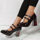 thumbnail image 4 of Amzcrzy Zapatos de mujer,Zapatos de mujer,Zapatillas de mujer, Zapatos vintage franceses de tacón alto y grueso con diseño de rosa seca para mujer Sandalias Mujer Zapatillas De Casa, 4 of 6