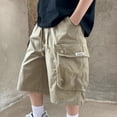 thumbnail image 2 of ZACPNCV Boys Shorts Kids High Waisted Cargo Shorts Summer Casual Shorts with Pockets Khaki 5-6 Years, 2 of 6