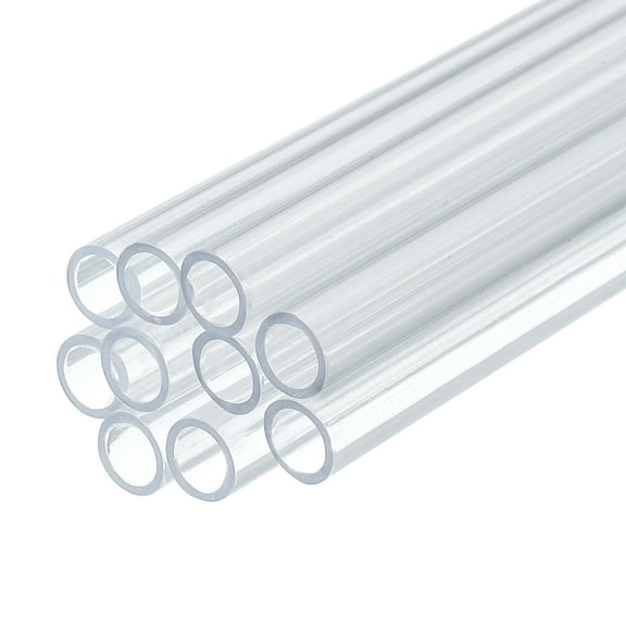 Uxcell 10 Pack Clear Plastic Rigid Tubing 4.5mm ID x 6mm OD, Round Polycarbonate Tubes for Aquarium Water Pipe